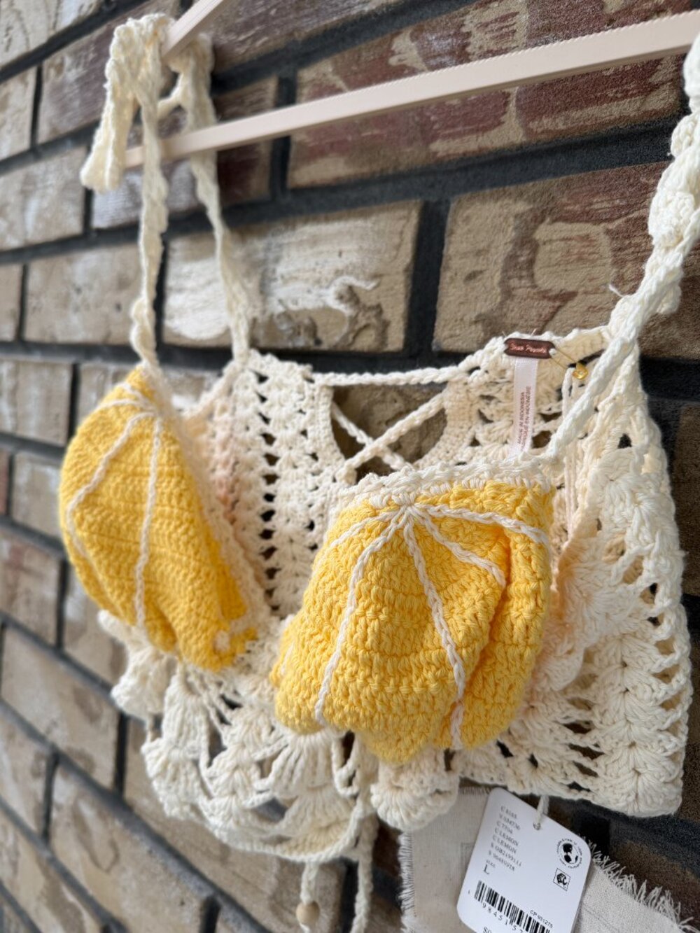 Free People Sweet On You Crochet Bra in Lemon L NWT - Picture 5 of 11